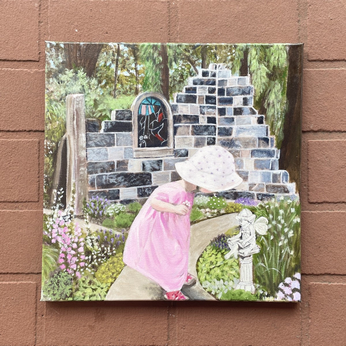 "THE SURPRISE IN THE GARDEN" ~ Original Acrylic Painting by Anne Dighton - Image 4