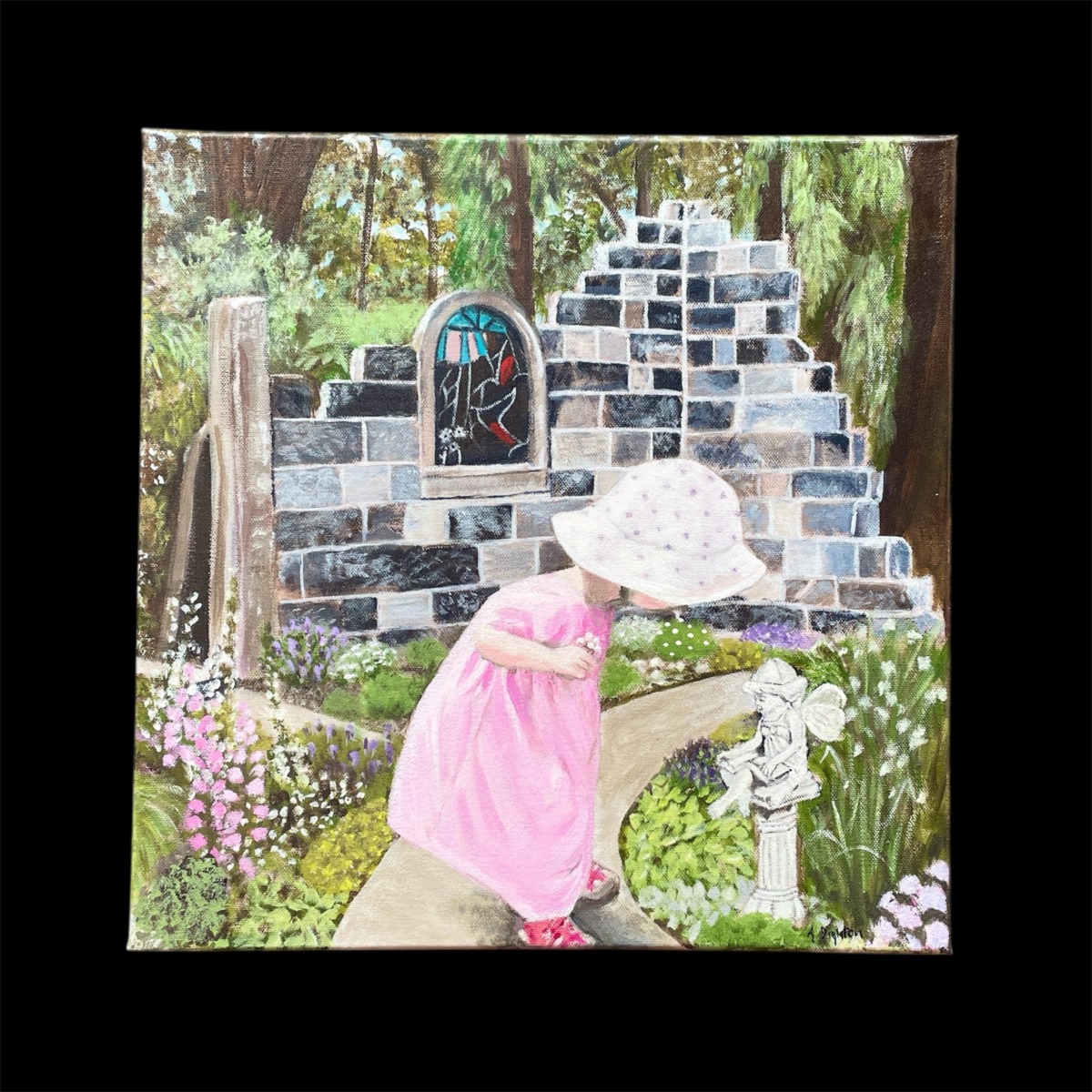 "THE SURPRISE IN THE GARDEN" ~ Original Acrylic Painting by Anne Dighton - Image 2