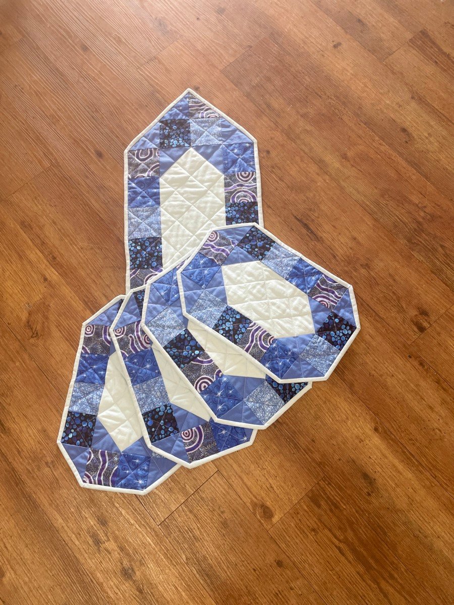 "TABLE RUNNER & PLACEMAT SET" ~ Blue with Indigenous by Kath Kingston - Image 8
