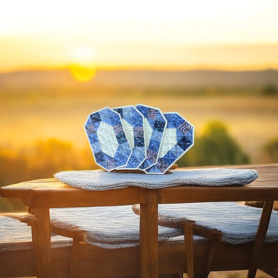 "TABLE RUNNER & PLACEMAT SET" ~ Blue with Indigenous by Kath Kingston - Image 2