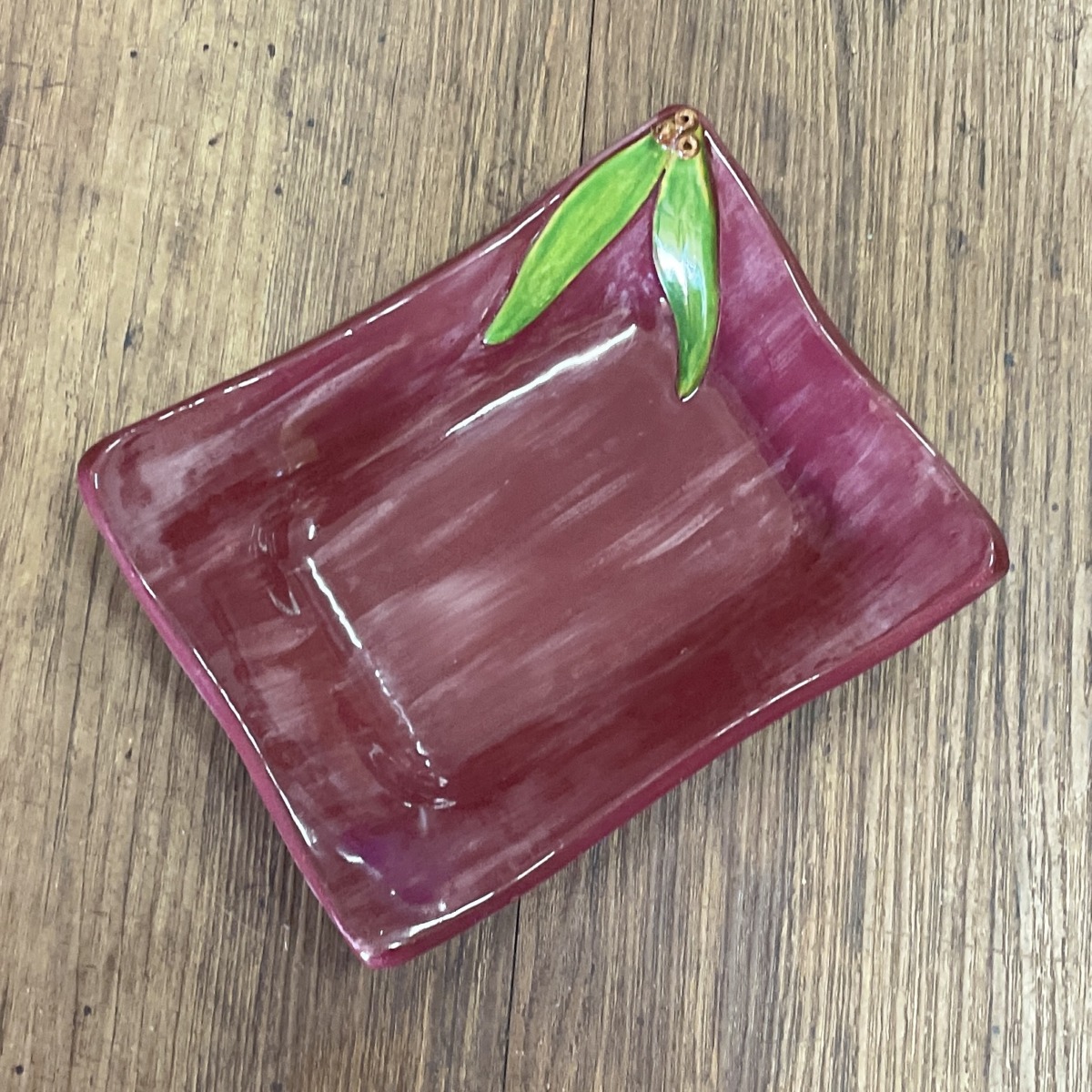 "RED WINE WITH GUM LEAVES" ~ Hand Built Pottery by Debbie Grant - Image 7