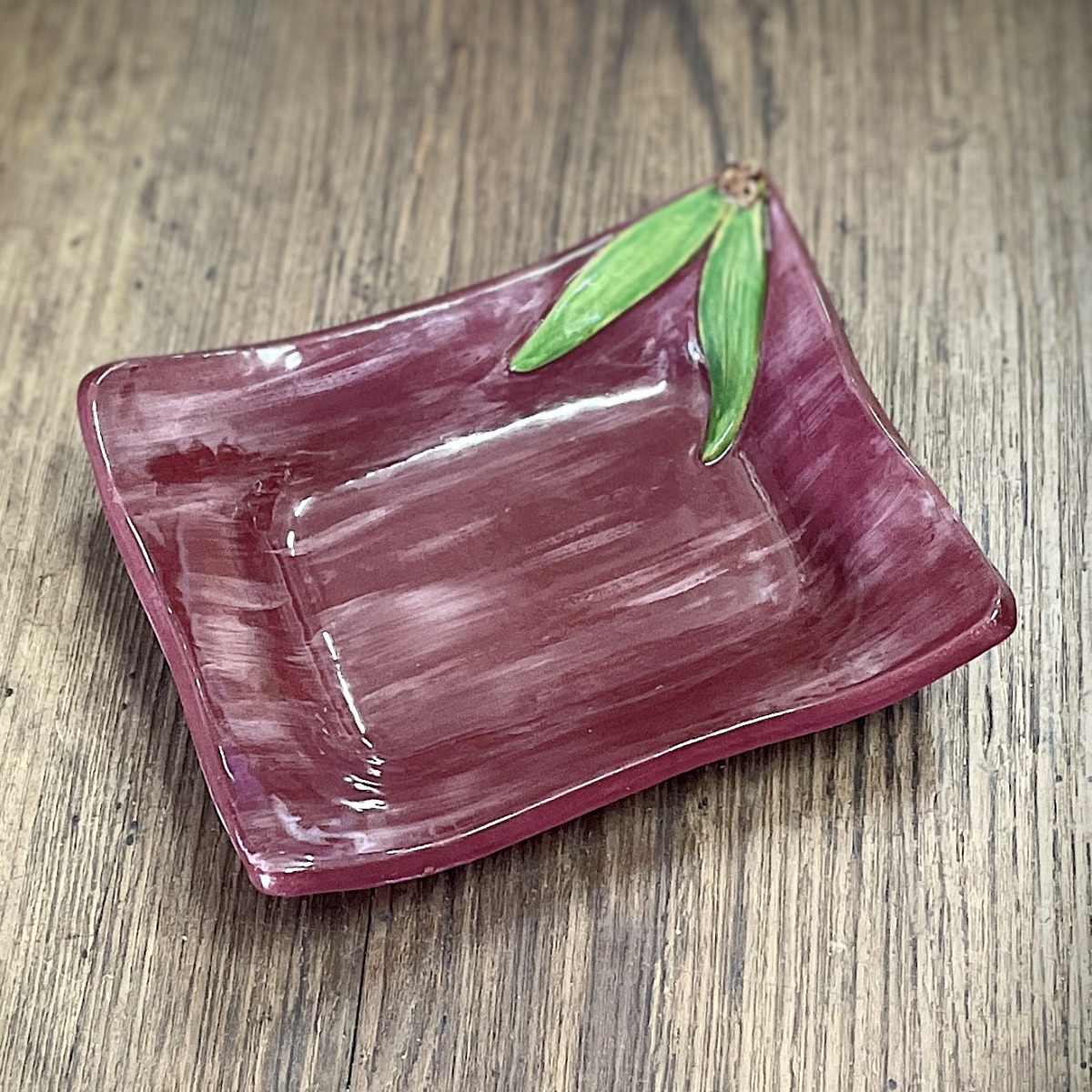 "RED WINE WITH GUM LEAVES" ~ Hand Built Pottery by Debbie Grant - Image 5