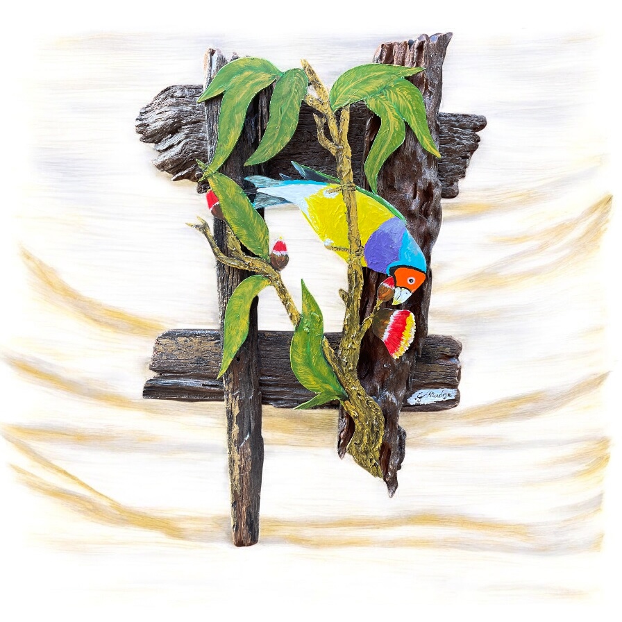 "GOULDIAN FINCH" ~ Original Acrylic Painting by Garry Mudge - Image 4