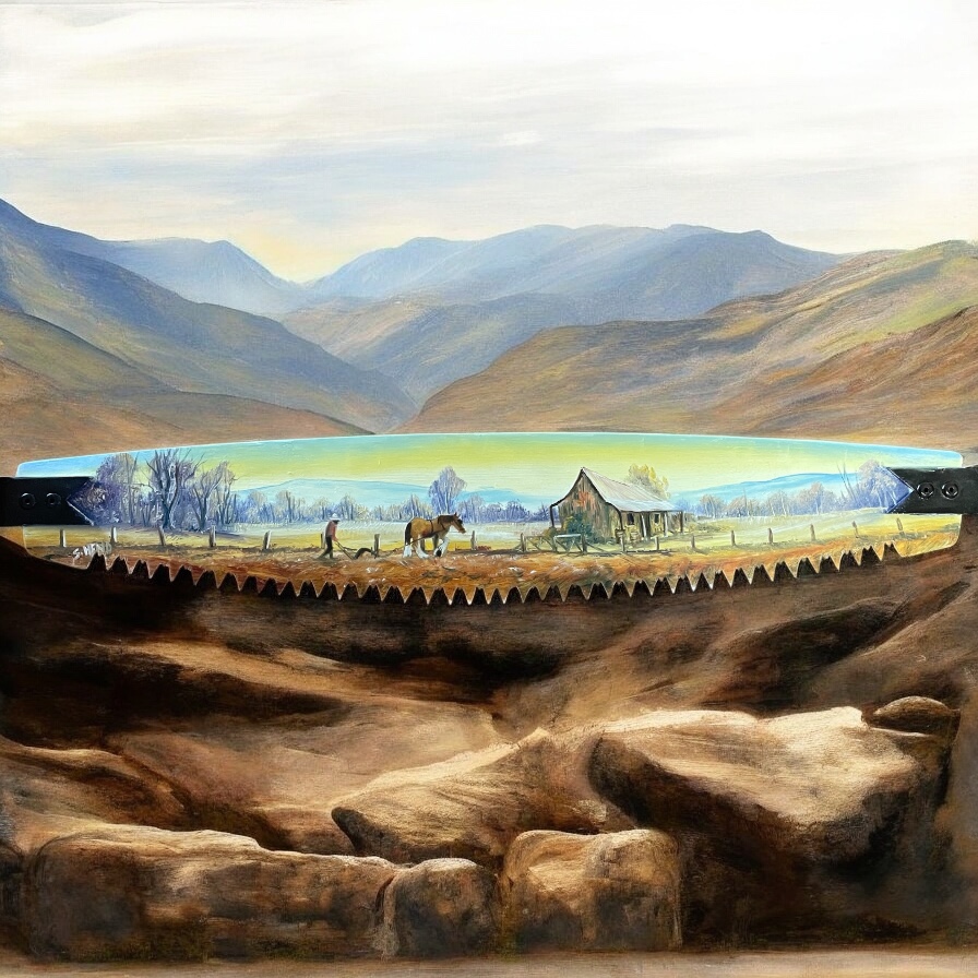 "WORKING HORSE" ~ Original Oil on Crosscut Saw by Sue Hend-Russell