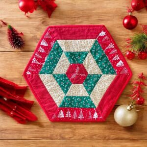 "HEXAGONAL CHRISTMAS TABLE CENTRE" ~ Hand Made Patchwork by Kath Kingston