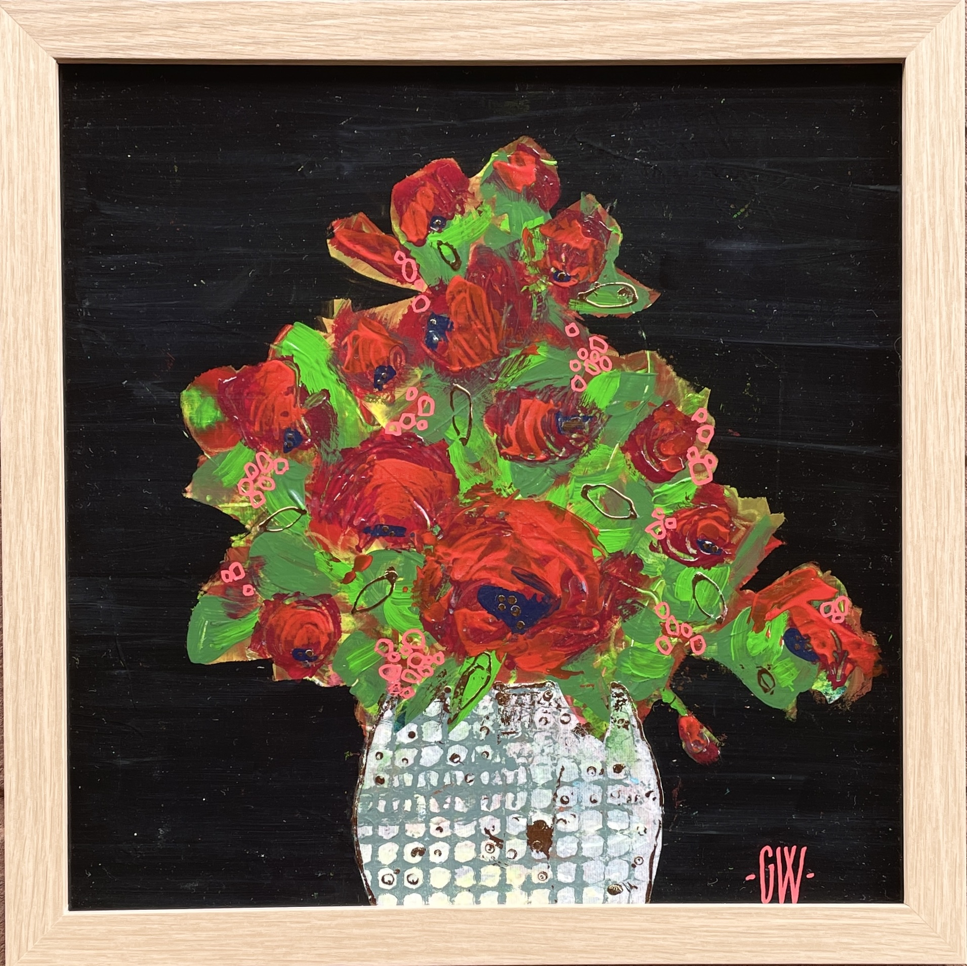 "SCARLET WHISPERS" ~ Original Mixed Media Painting by Gaye Wright - Image 4