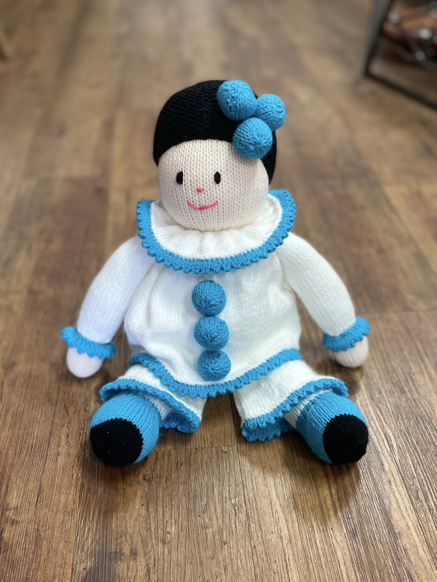 "FRENCH CLOWN IN BLUE ~ Hand Knitted Soft Toy by Lee Stewart - Image 3