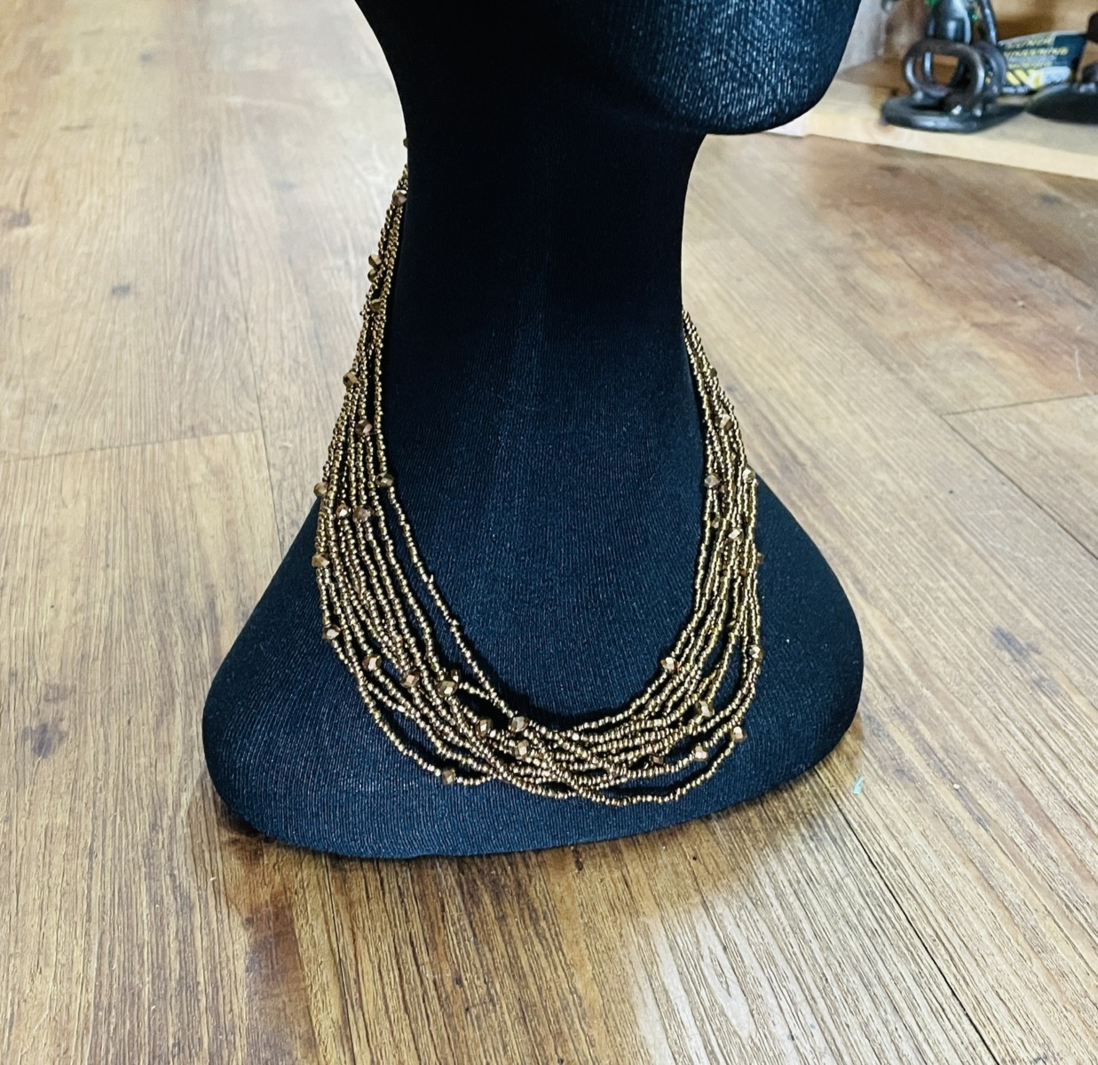 Bronze Beaded Necklace - Multi Strand - Image 2