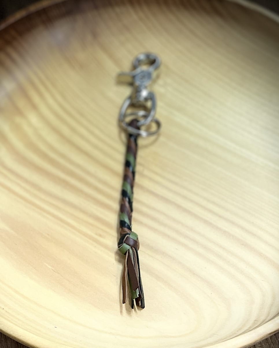 "PLAITED LEATHER KEYRING" ~ in Black, Khaki & Brown by Wanita Stanley - Image 2