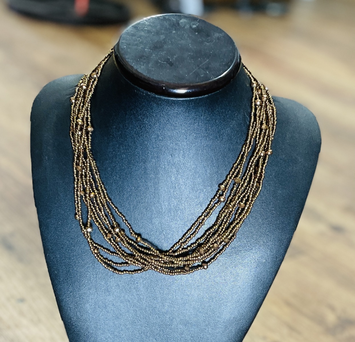Bronze Beaded Necklace - Multi Strand - Image 3