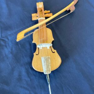 Hand Carved Cello and Bow on a Stand