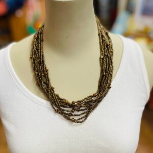 Bronze Beaded Necklace - Multi Strand