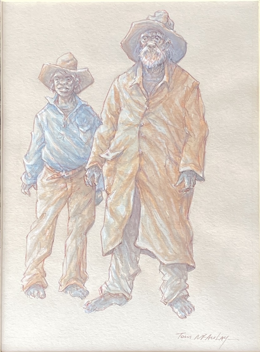 "GRANDSON IN TOW ~ Original Pen & Wash by Tom McAulay