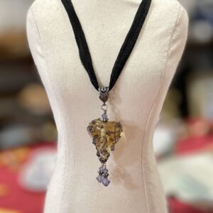 "GLASS HEART LAMPWORK PENDANT" ~ on Silk Necklace by Susan Wellingham