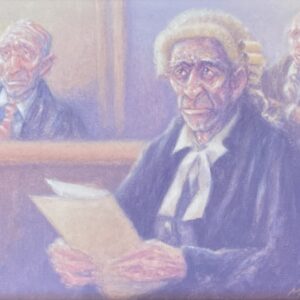 "FOR THE DEFENCE" ~ Original Oil on Board by Tom McAulay