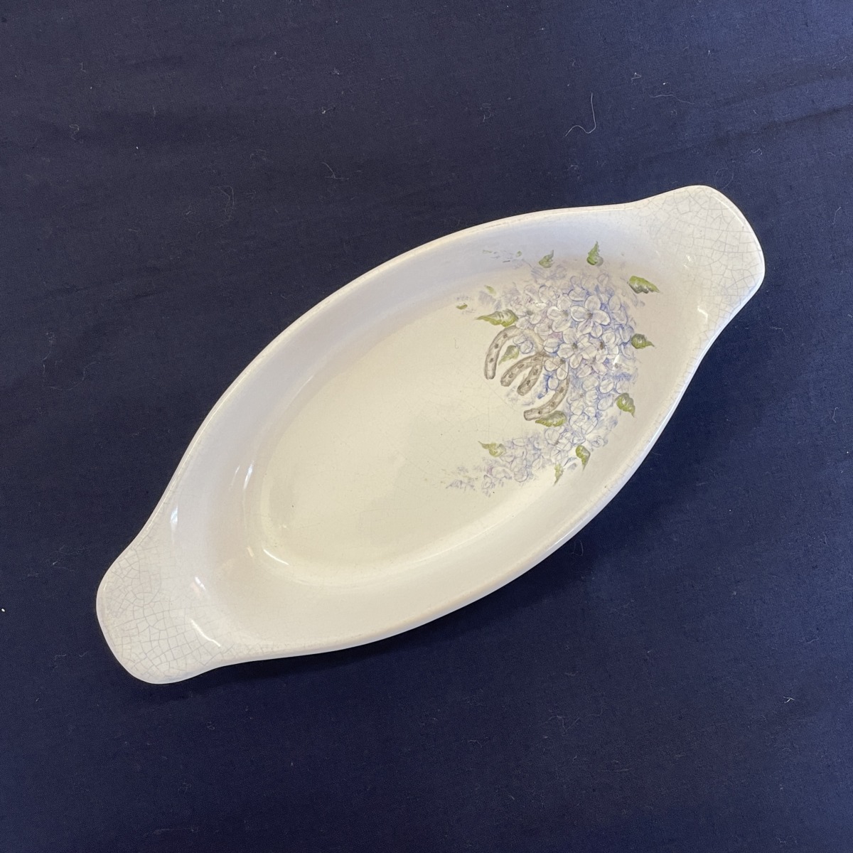 "FORGET-ME-NOTS AU GRATIN DISH" ~ Hand Painted in Blue by Carol Blacklock