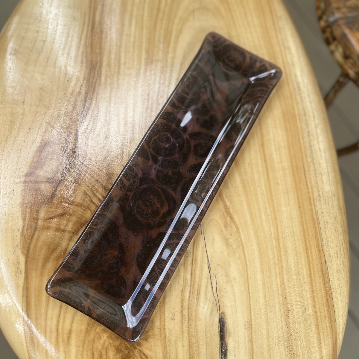 "BLACK ROSES" ~ Glass Tim-Tam Tray by Sylvia Free - Image 2