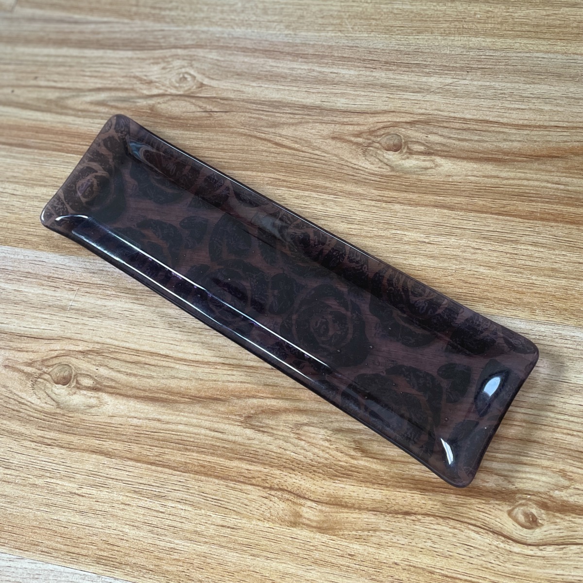 "BLACK ROSES" ~ Glass Tim-Tam Tray by Sylvia Free