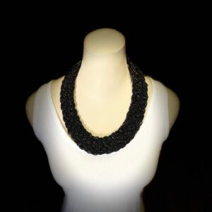 Necklace ~ Black Braided Bead Necklace
