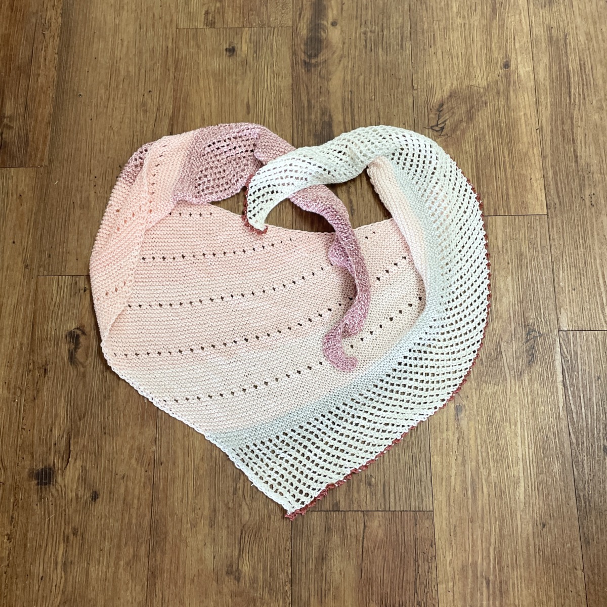 "LADIES ASYMMETRICAL SCARF" ~ in Pale Pink/Burgundy & Grey by Anne Grant - Image 2