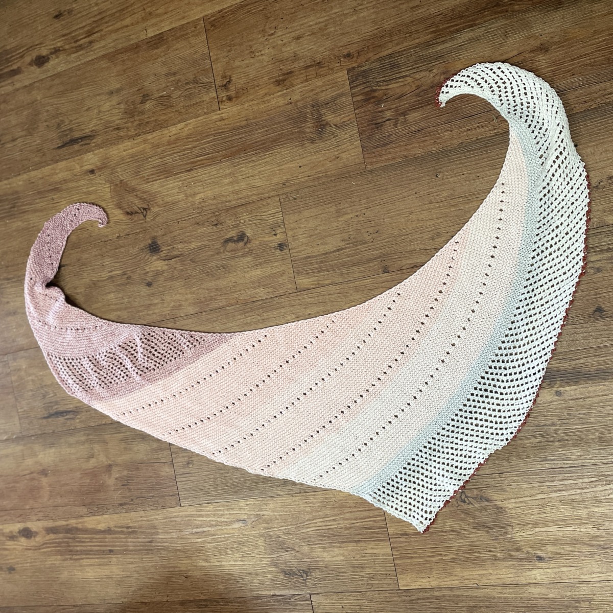 "LADIES ASYMMETRICAL SCARF" ~ in Pale Pink/Burgundy & Grey by Anne Grant - Image 3