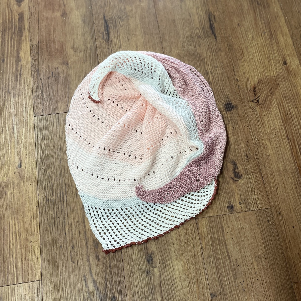 "LADIES ASYMMETRICAL SCARF" ~ in Pale Pink/Burgundy & Grey by Anne Grant - Image 4