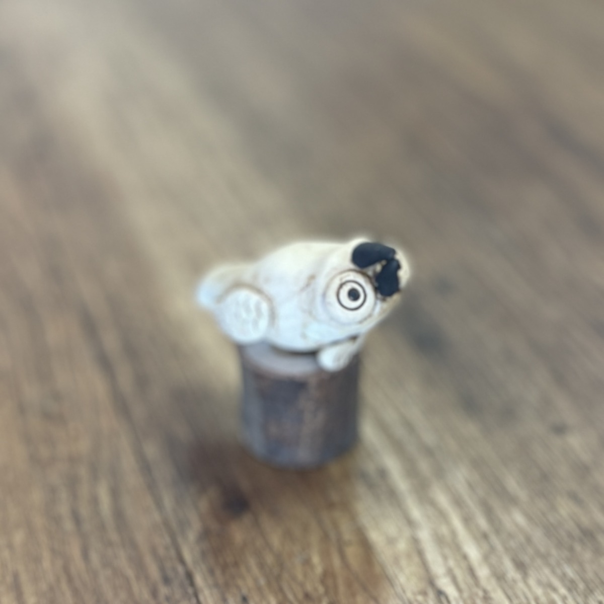 "OWL ON TIMBER" Hand Built Miniature Pottery Sculpture - #46 - Image 4