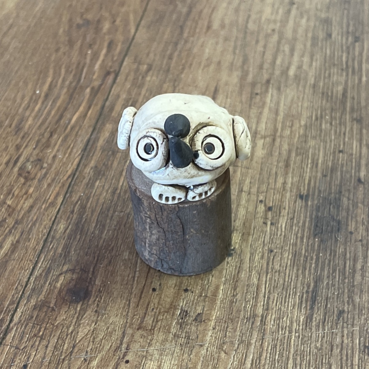 "OWL ON TIMBER" Hand Built Miniature Pottery Sculpture - #46 - Image 3