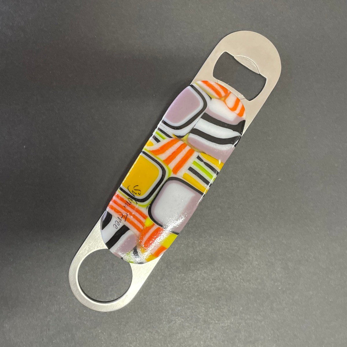 "BOTTLE OPENER" Kiln Fired Glass by Sylvia Free - Image 2