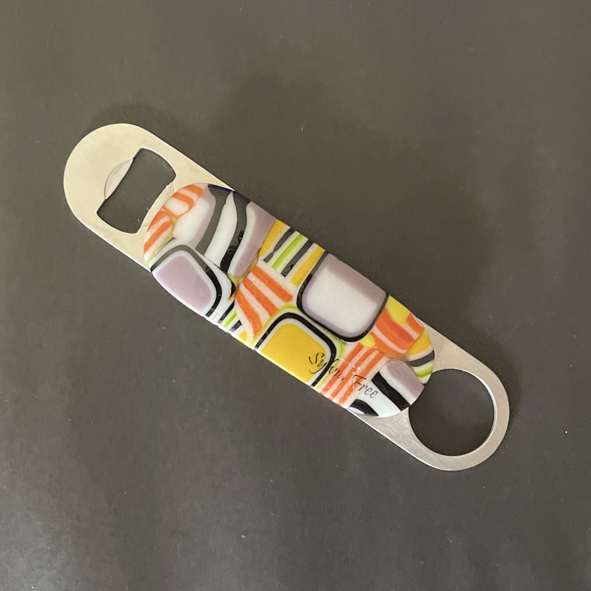 "BOTTLE OPENER" Kiln Fired Glass by Sylvia Free - Image 3