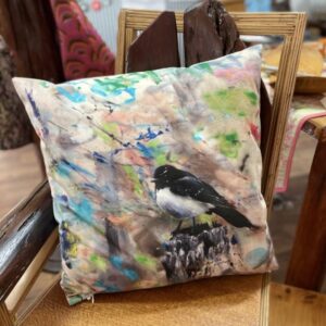 "CUSHION COVER ~ WILLY WAGTAIL" ~ Print of Original Art by Catherine Boreham