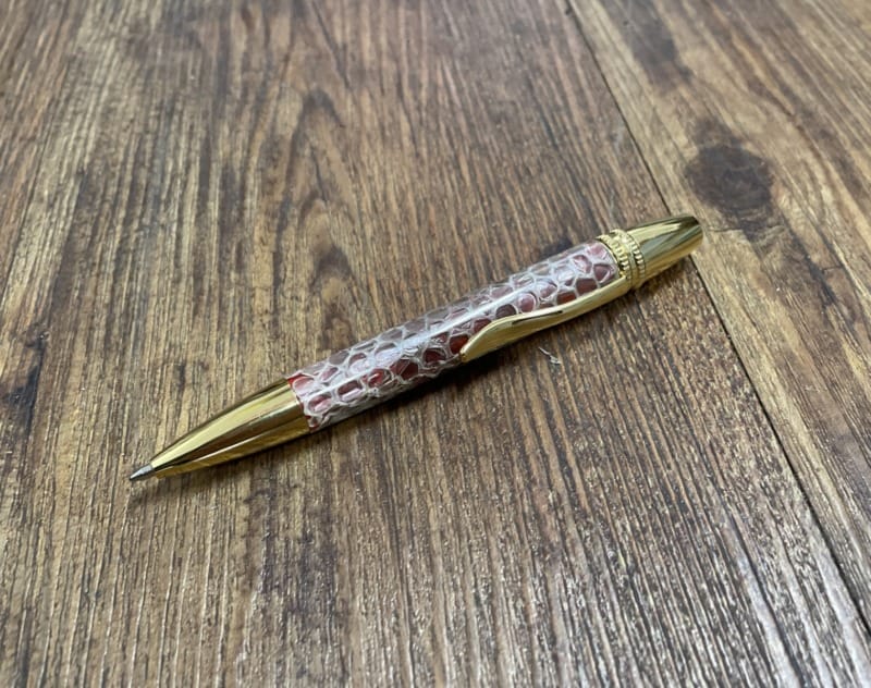 "RED ACRYLIC & SNAKESKIN PEN" ~ Hand crafted by Stephen Youngberry