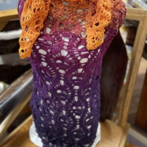 Hand Crocheted Shawl - Lost Souls in Ombre Purple to Orange