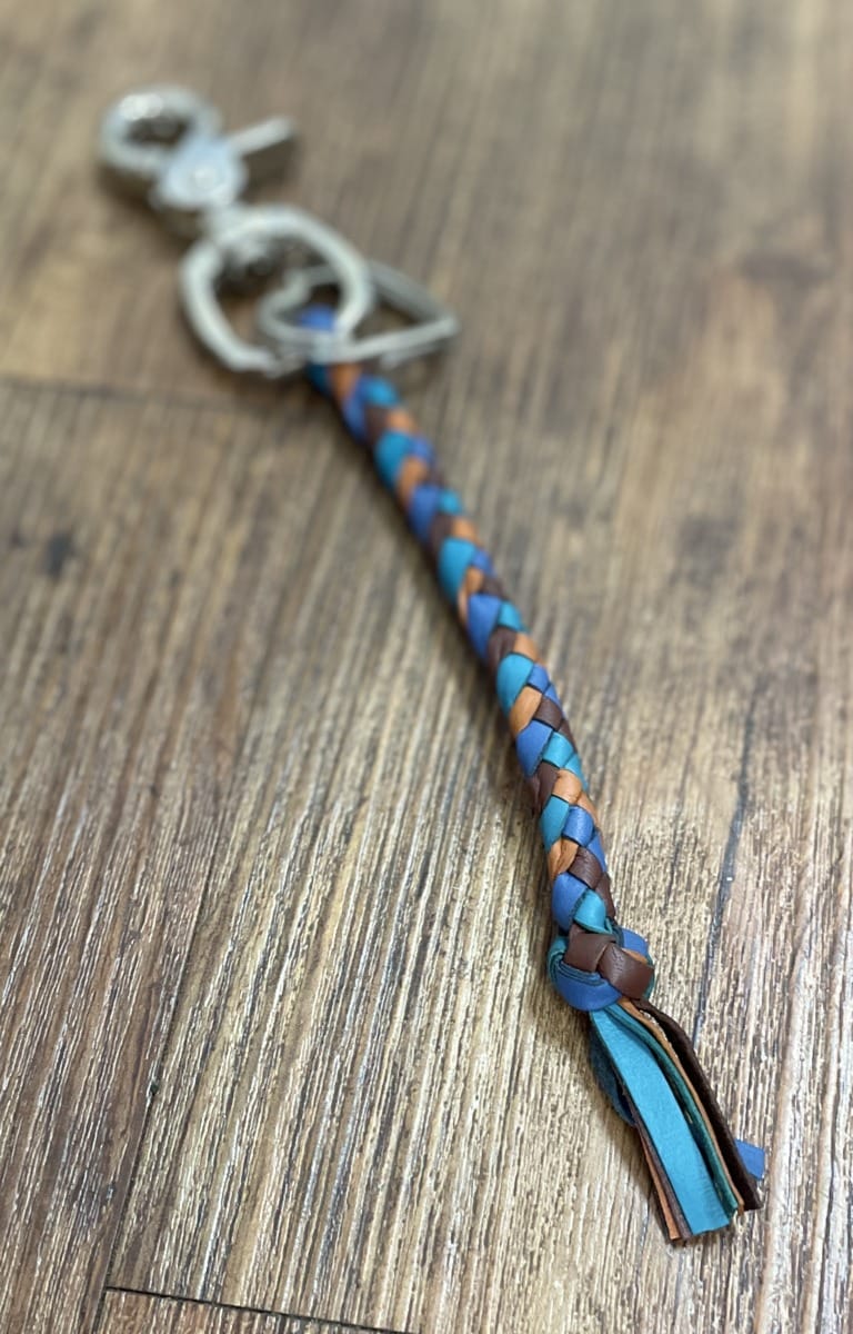 "PLAITED LEATHER KEYRING" ~ Multi Coloured by Wanita Stanley