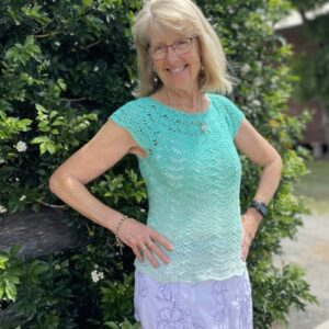 Hand Crocheted Top in Hombre Apple Green