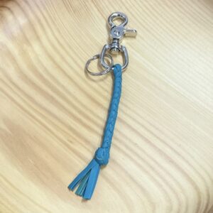 "PLAITED LEATHER KEYRING" ~ in Teal by Wanita Stanley