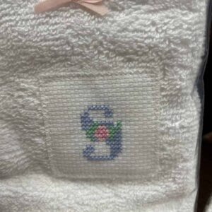 "FACE WASHER" ~ with Cross Stitch Initials by Kath Kingston