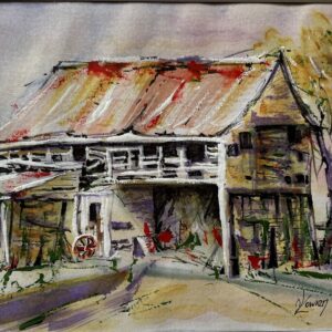 "LOCAL BARN" ~ Original Pen & Wash Painting by Noela Lowein