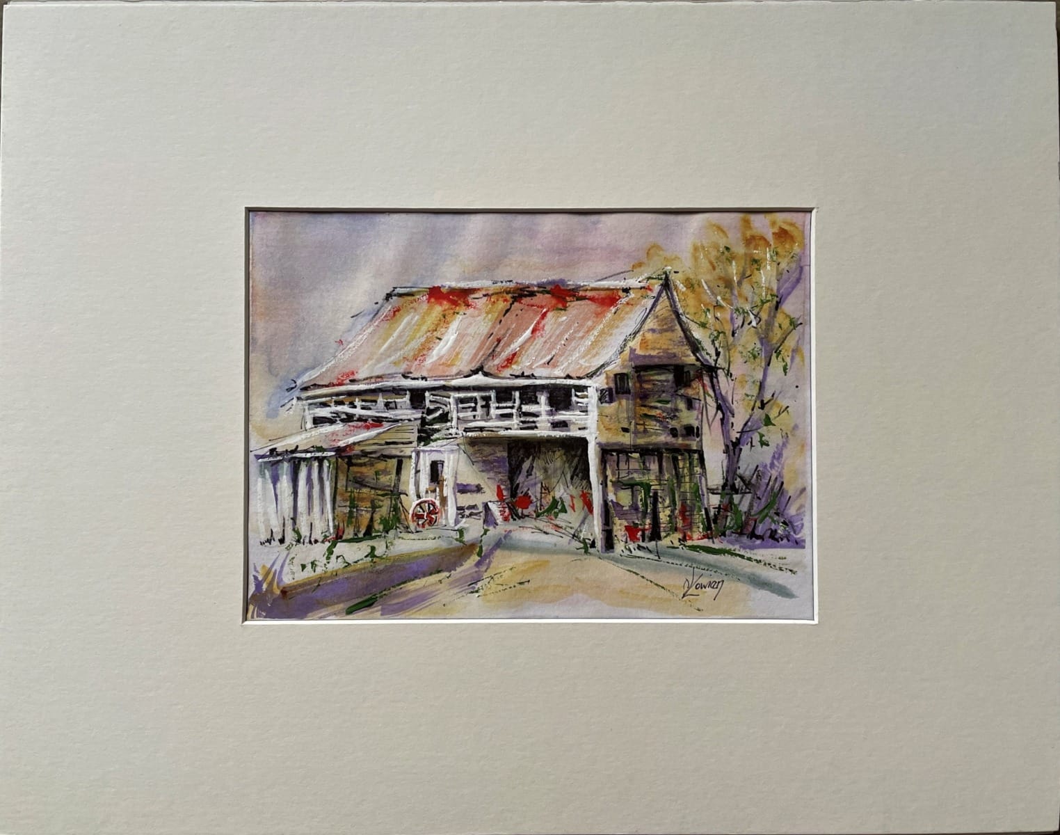 "LOCAL BARN" ~ Original Pen & Wash Painting by Noela Lowein - Image 2