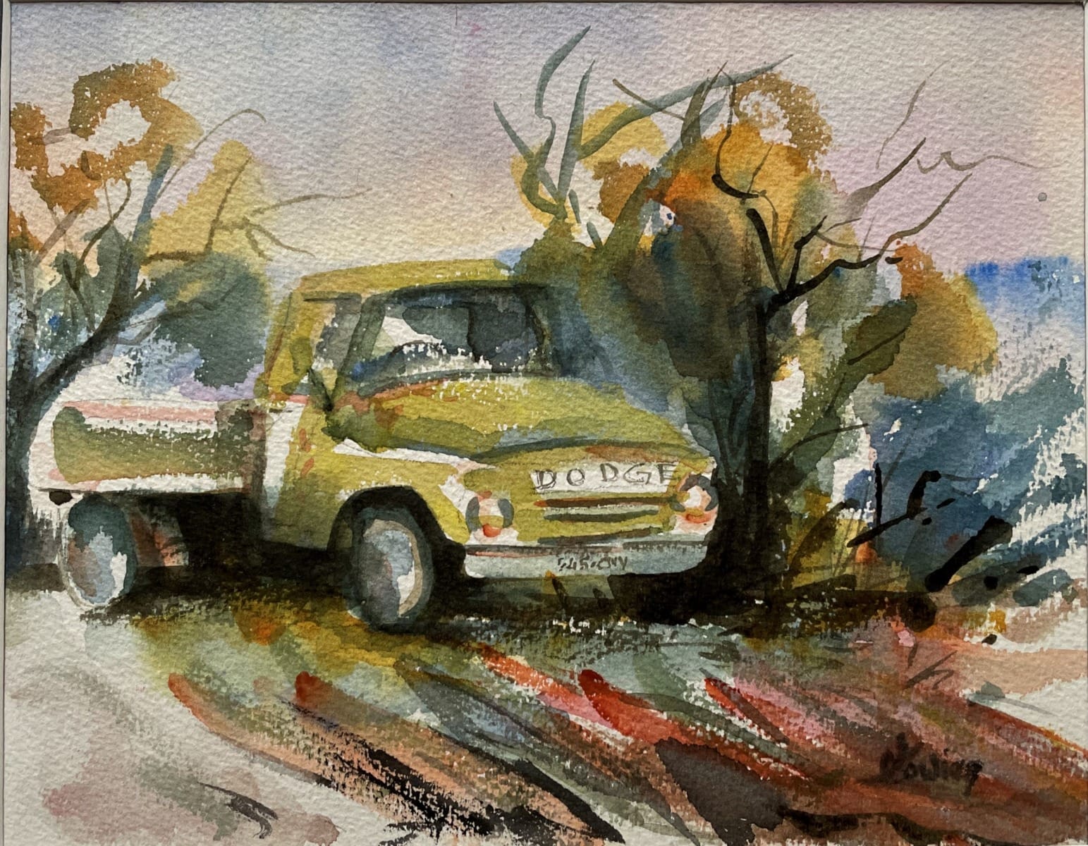 "GREEN DODGE 11" ~ Original Watercolour Painting by Noela Lowien