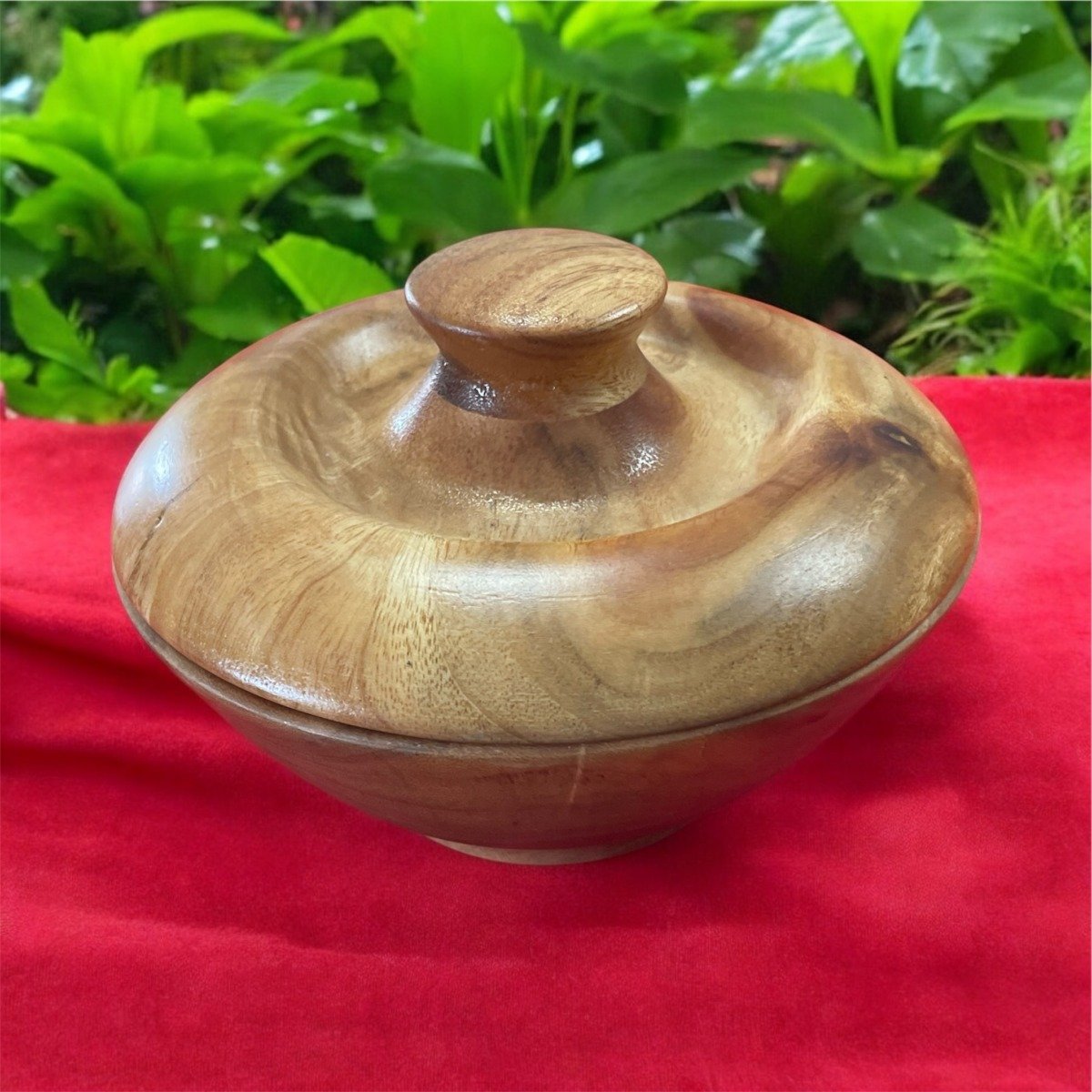 Hand Turned Camphor Laurel Pot with Lid - Image 2