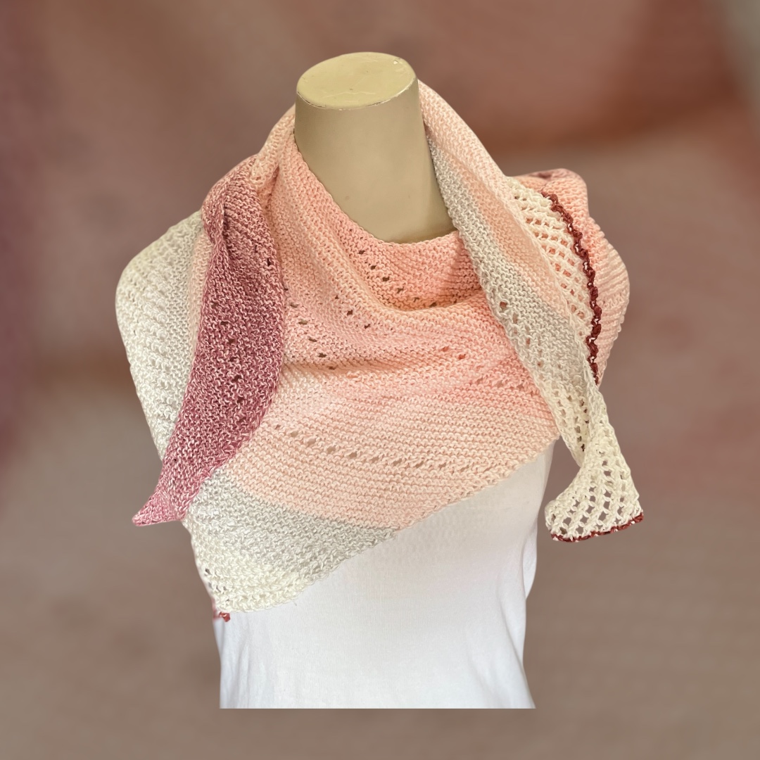 "LADIES ASYMMETRICAL SCARF" ~ in Pale Pink/Burgundy & Grey by Anne Grant - Image 5