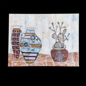"ANTIQUE POTS" ~ Original Mixed Media Painting by Gaye Wright