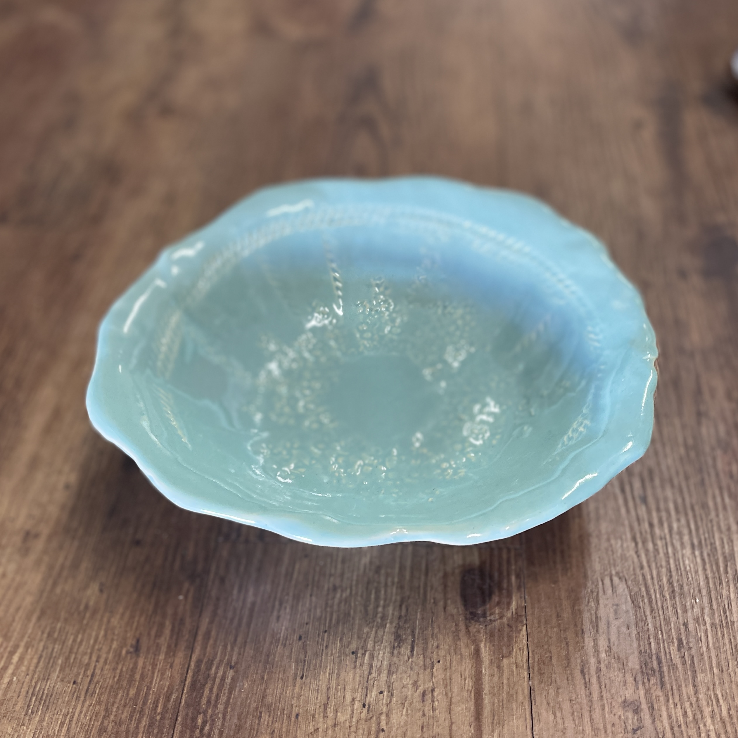 "SALAD BOWL" Pottery Bowl in Aqua by Julie Buckworth - Image 6
