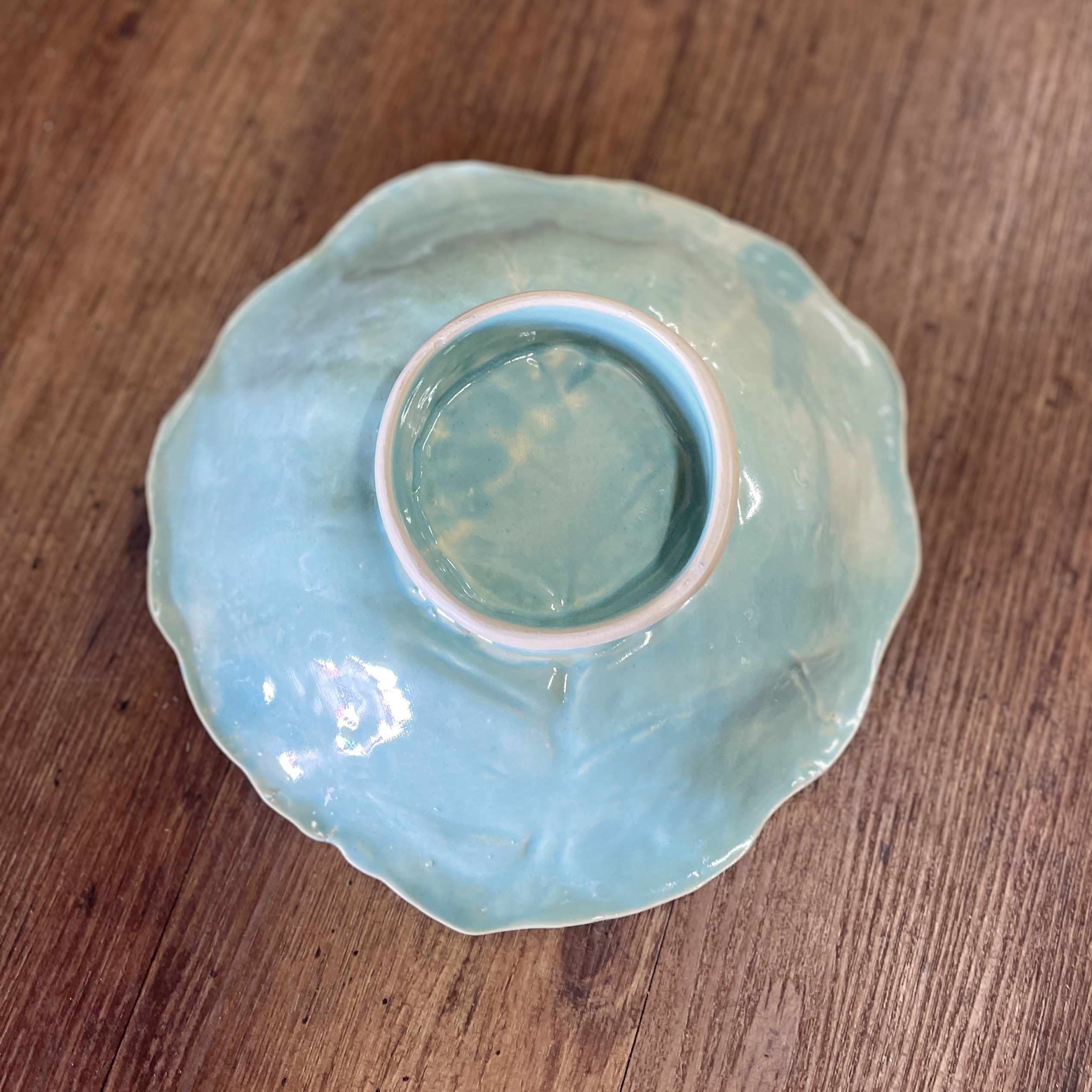 "SALAD BOWL" Pottery Bowl in Aqua by Julie Buckworth - Image 4