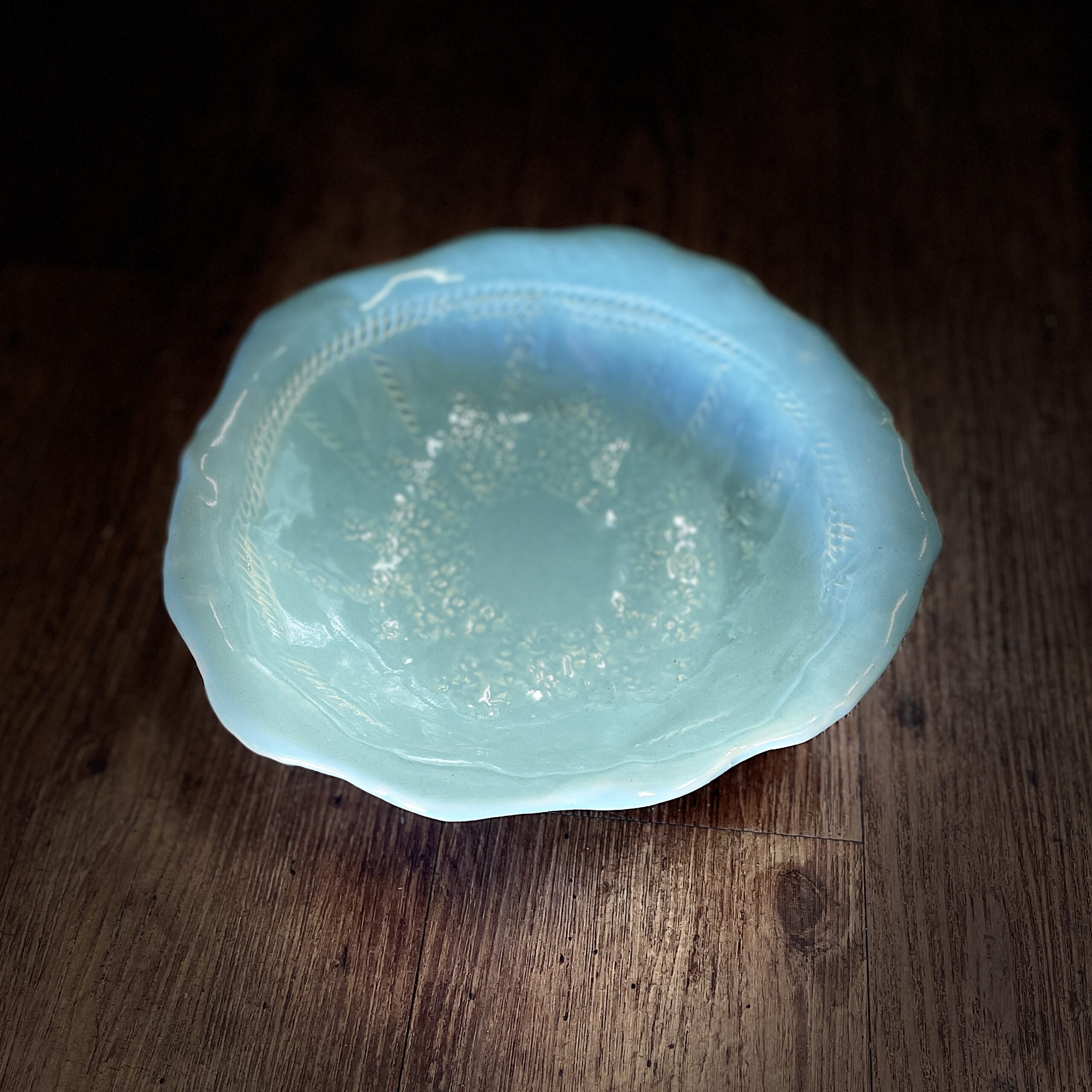 "SALAD BOWL" Pottery Bowl in Aqua by Julie Buckworth - Image 3