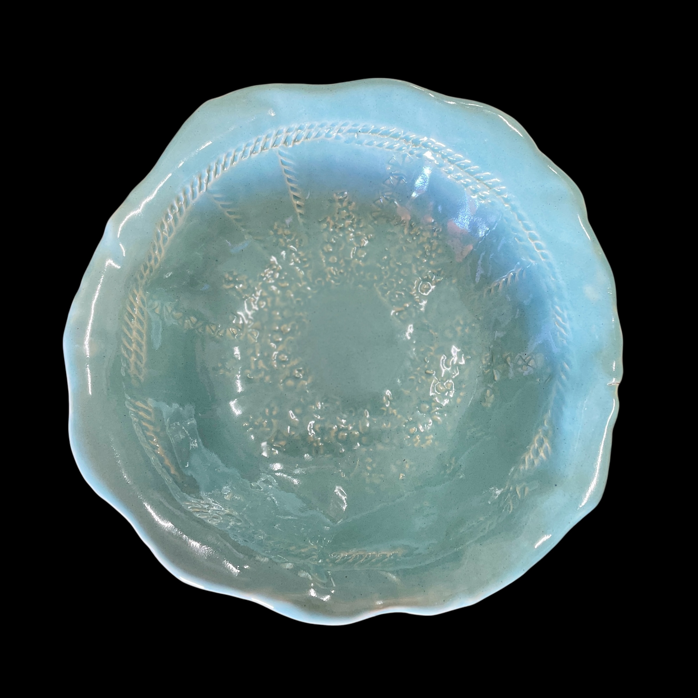 "SALAD BOWL" Pottery Bowl in Aqua by Julie Buckworth - Image 2