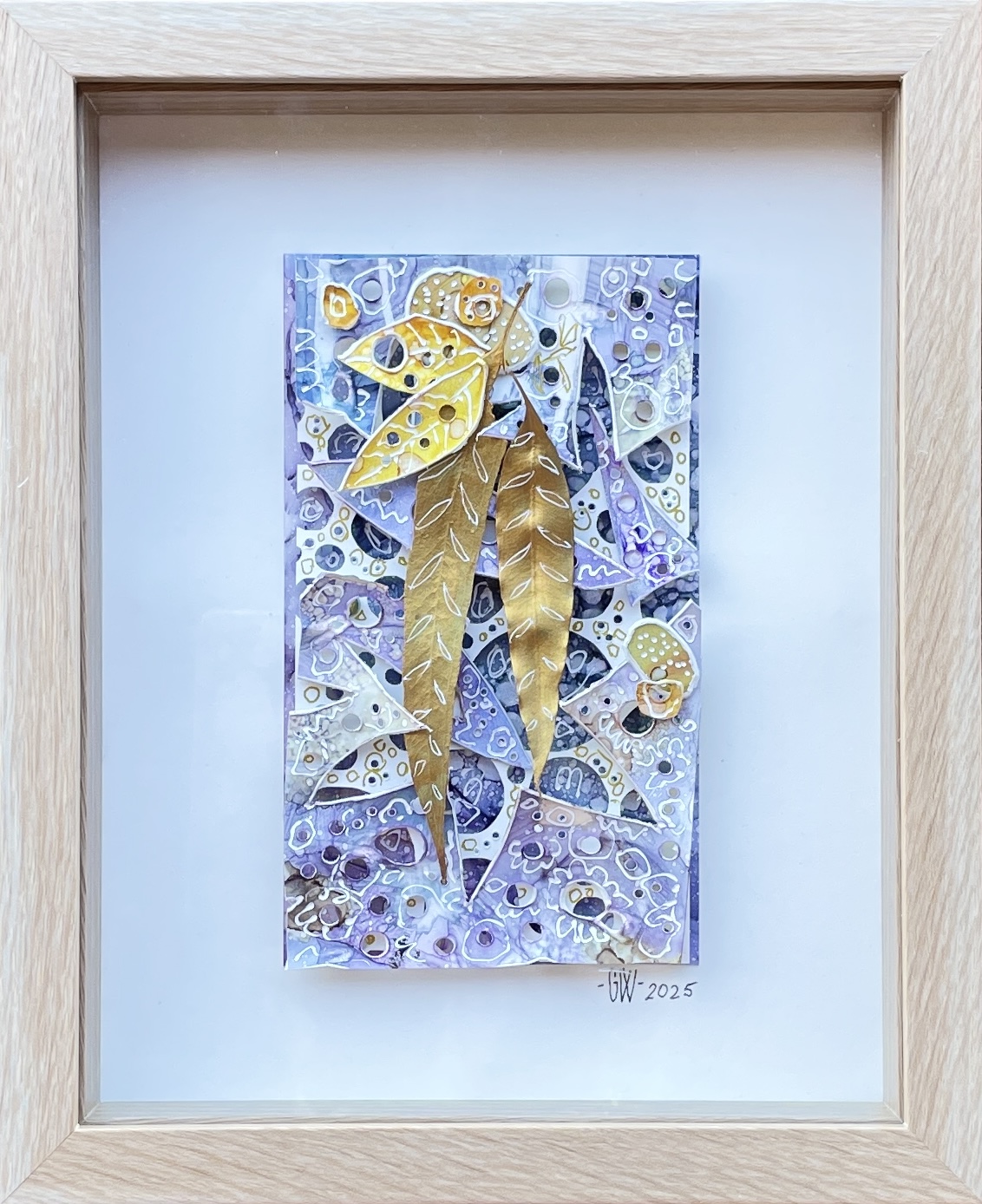 "WHISPERS OF GOLD" ~ Original Alcohol Ink & Pen by Gaye Wright - Image 5
