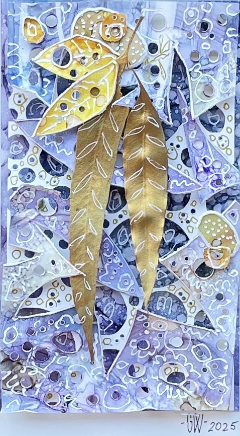 "WHISPERS OF GOLD" ~ Original Alcohol Ink & Pen by Gaye Wright - Image 4