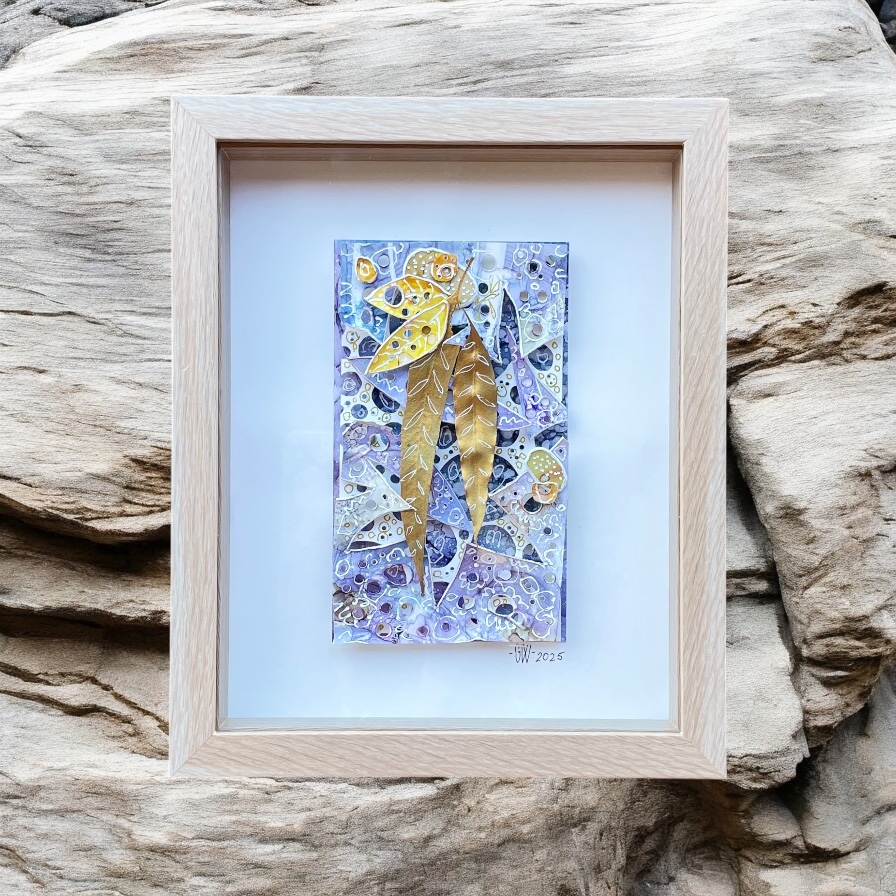 "WHISPERS OF GOLD" ~ Original Alcohol Ink & Pen by Gaye Wright - Image 2